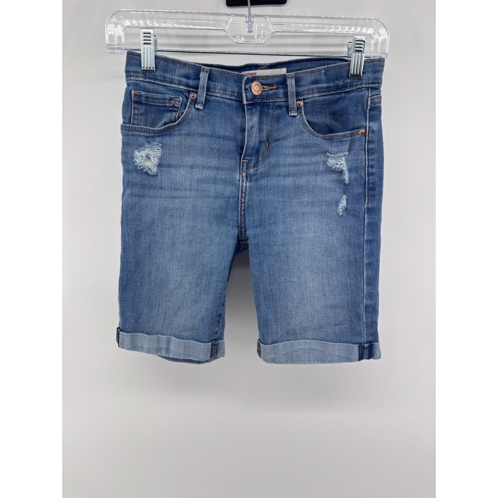 Signature Levi Strauss Bermuda‎ Shorts Girl's W12 Distressed Denim Blue